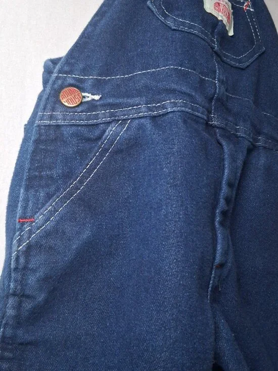 Round House Overalls Youth 4T Dark Wash Blue Denim Bibs Bib Pants USA Made - Picture 11 of 15